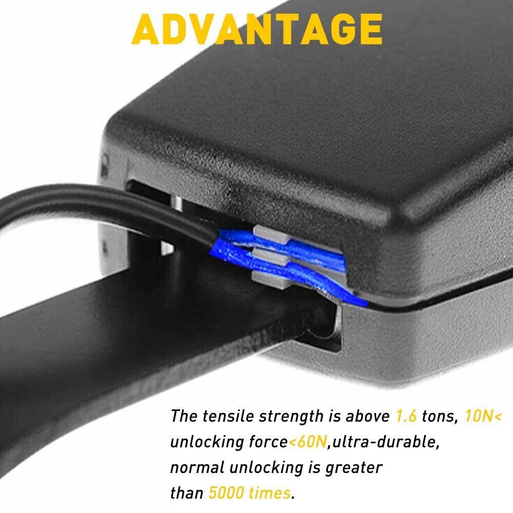NEW Car Front Seat Belt Buckle Padding Socket Plug Connector with Warning Cable