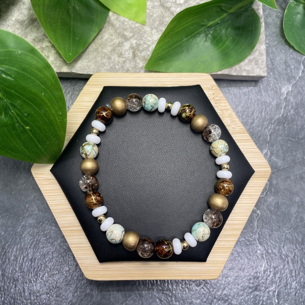 Handmade Bead Beaded Stackable 7” Plus Stretch Bracelet New Free Ship C1231