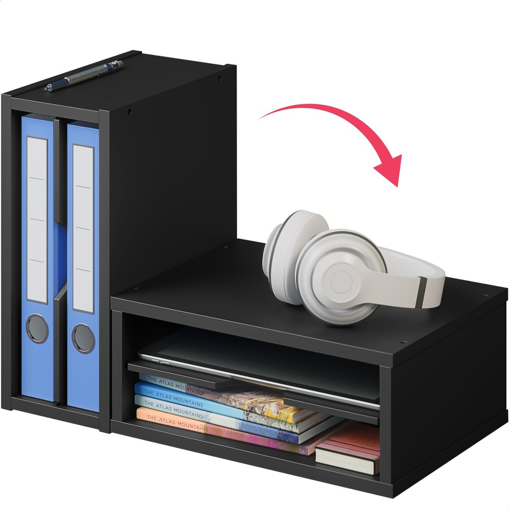 Ballucci File Organizer, 2-Tier Document Paper Sorter, Stackable Wood Desk Or...