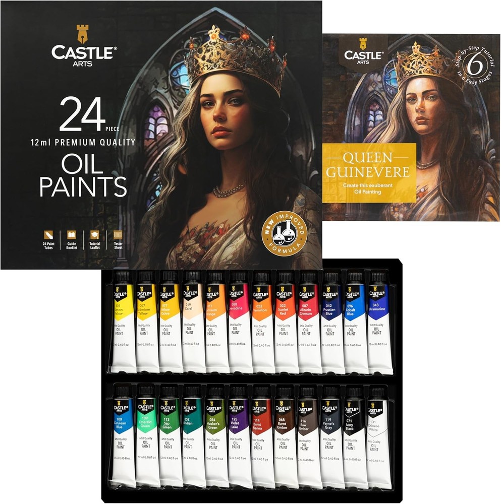 24 Color Oil Paint Set with Tutorial | Premium Smooth Blend for Artists &
