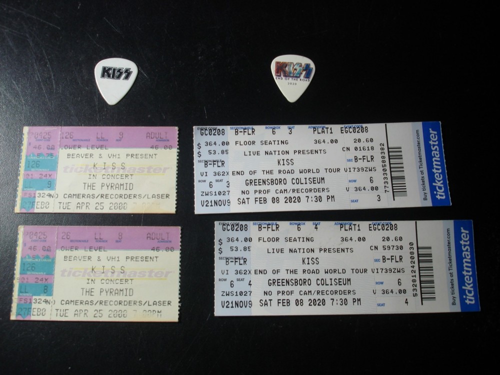 KISS 2000 2020 TOUR GUITAR PICKS END OF THE ROAD AND TICKETS