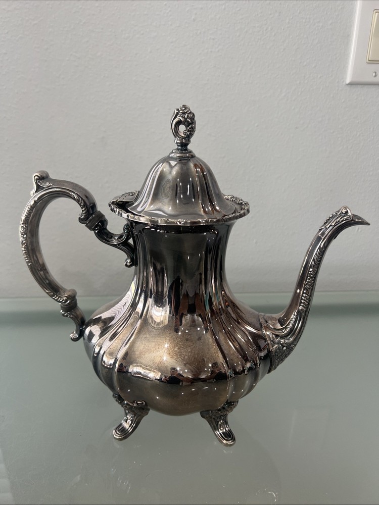 Vintage Poole EPCA Lancaster Rose 400 Silver Plate Coffee Teapot w/Hinged Lid