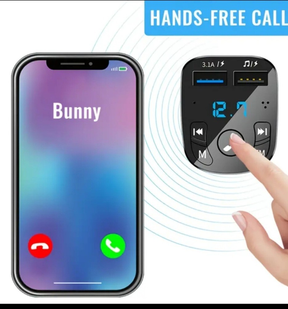 Wireless Bluetooth MP3 Player With FM Transmitter & USB Port Charger (1 pk)