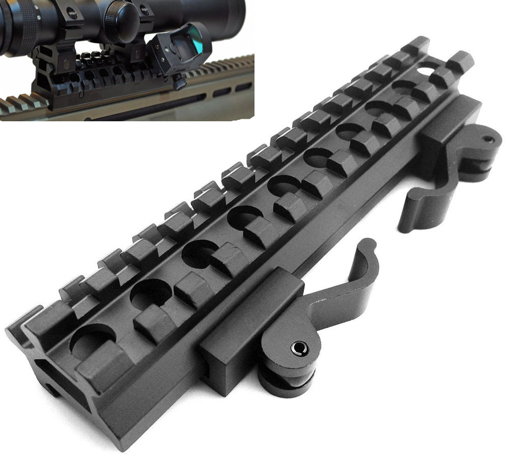 13 Slots Quick Release Offset 45 degree Scope Riser Mount Picatinny Rail 20mm