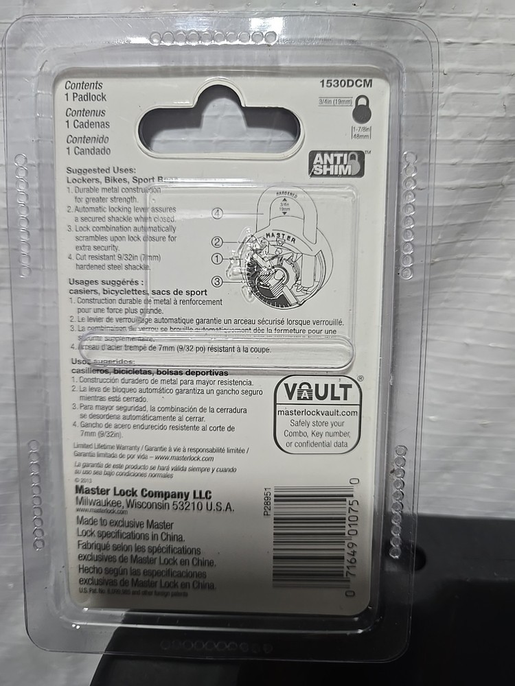 Master Lock Combination Padlock BLUE 1530DCM - Security Level 3 NEW SEALED