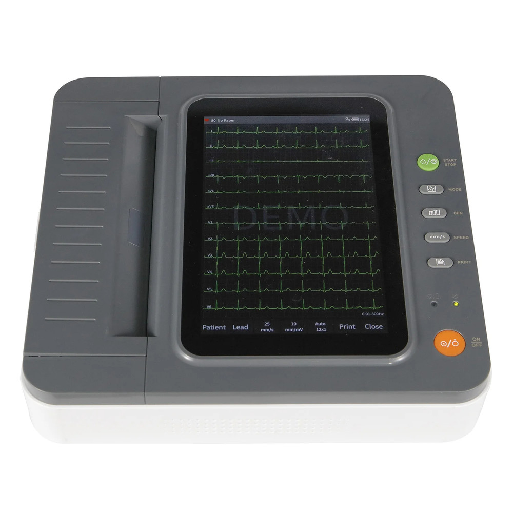 Digital 12 Channel/Lead ECG Machine PC Sync software Color Display Touch Screen