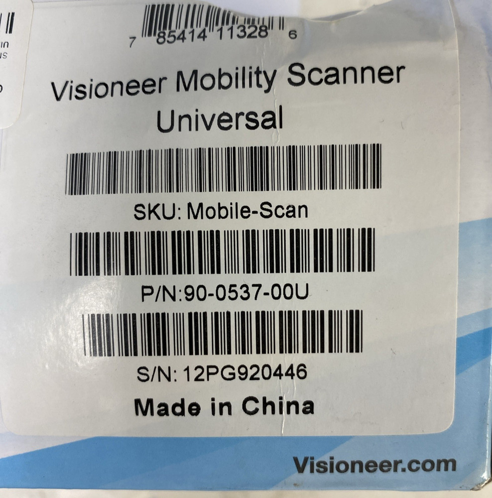 Visioneer Mobility Mobile Color Cordless Scanner Battery Powered New
