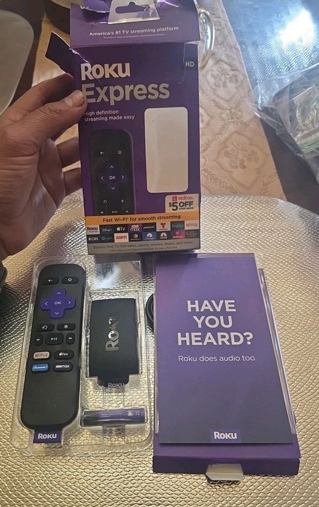 Roku Express+HD Media Streamer Remote, HDMI & Composite, 1080p Untested #C