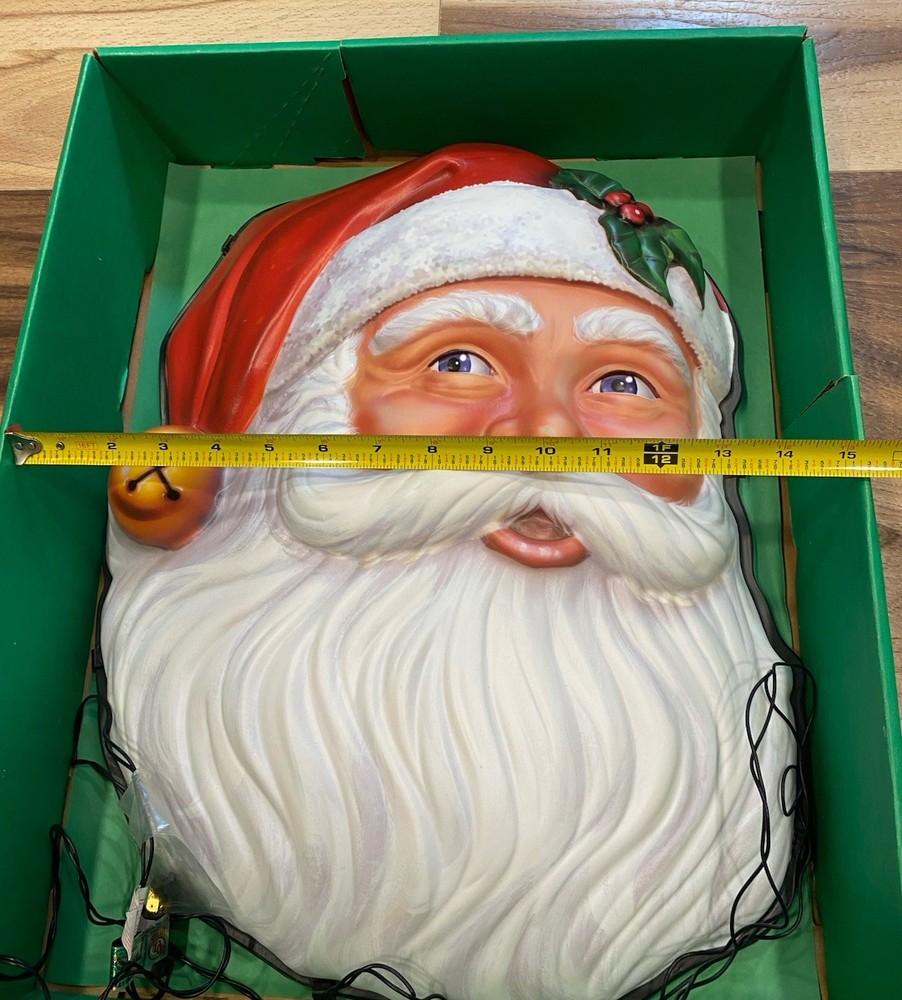 1996 Markee 3D Lighted Santa Face , Original Box And Mounting Instructions , EUC