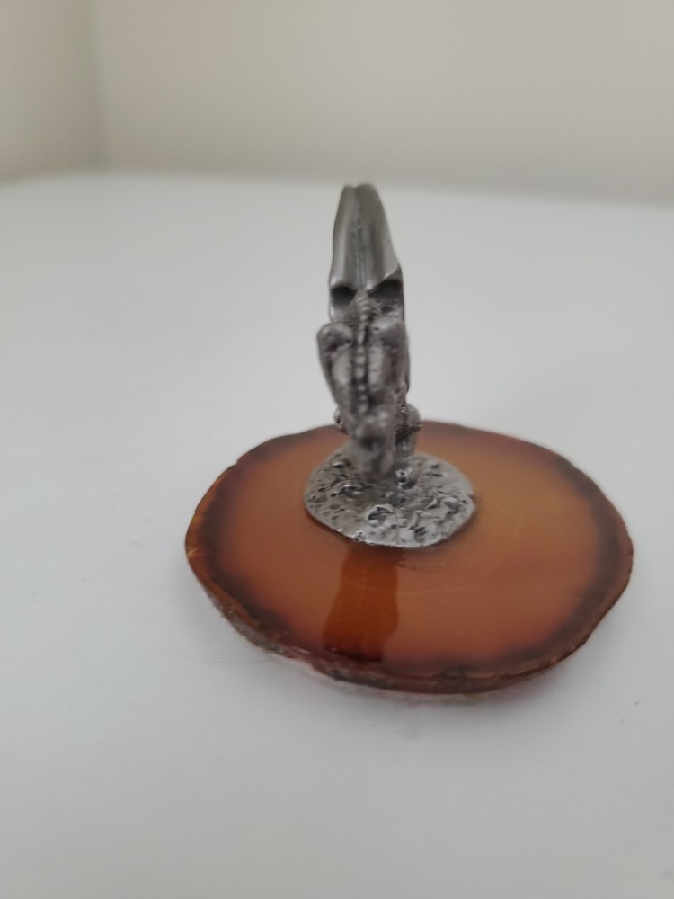 Pewter Rearwing Dragon on Agate Base 1.75" tall