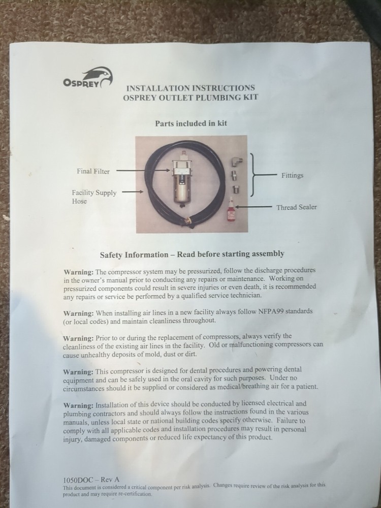 Ramvac Osprey Outlet Plumbing Kit