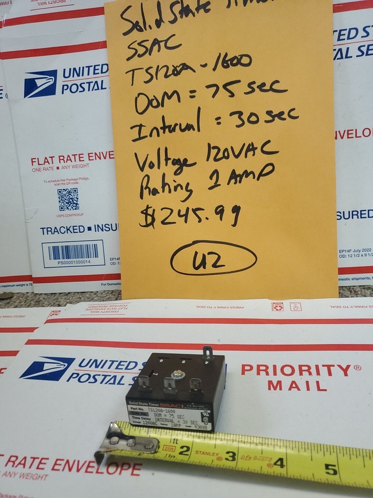 SSAC TS120A-1600 Solid State Timer DOM 75 SEC INTERVAL 30 SEC 120VAC USED, U2