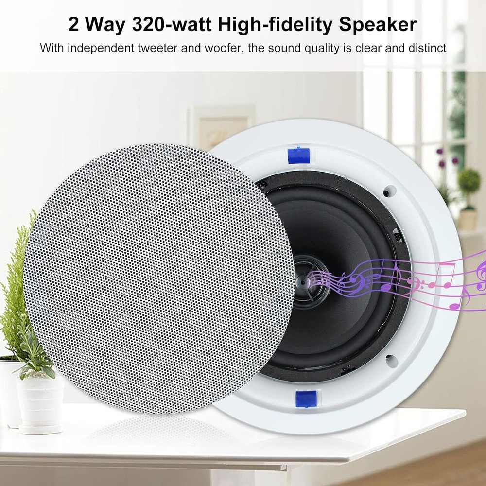 Herdio 2X4" Bluetooth Kitchen Ceiling Speakers 160W +Wall USB Amplifier Receiver