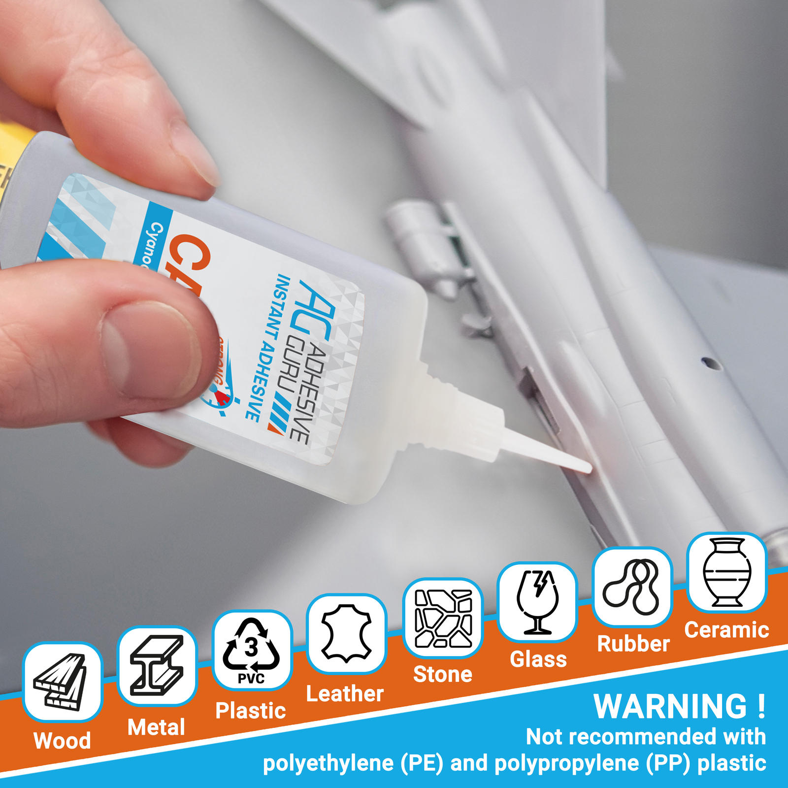 Adhesive Guru Super Ca Glue with Activator (3.5 oz-13.5 fl.oz) 1 Pk