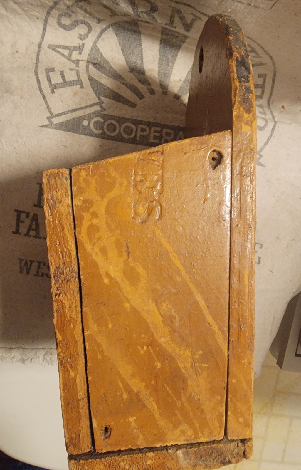 Early 19c New England wall/candle box