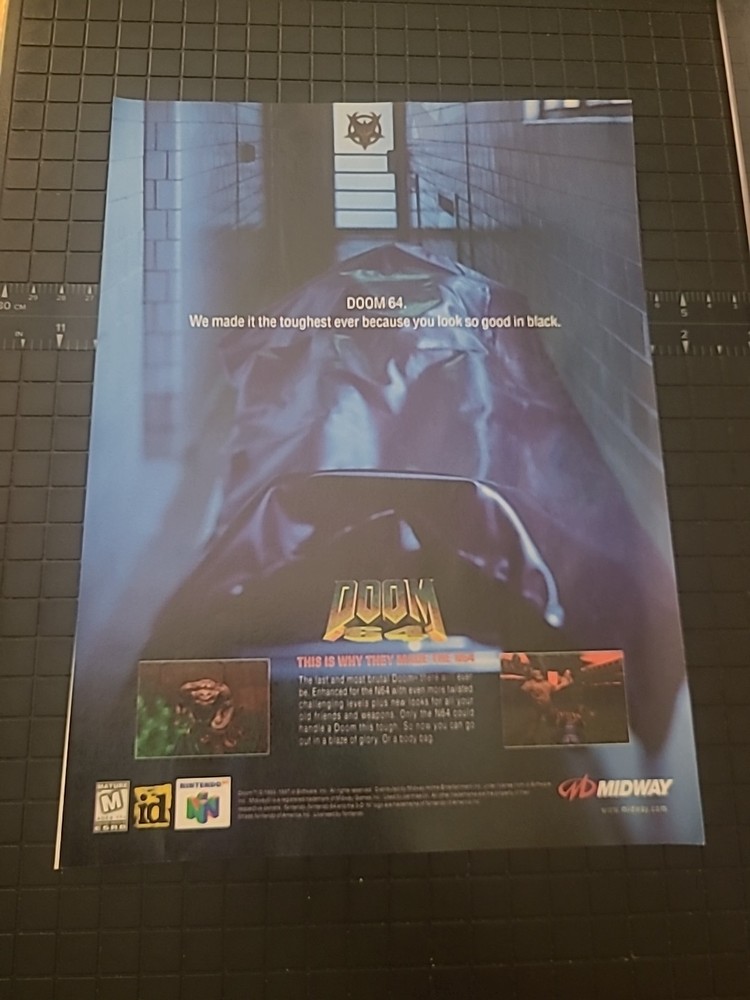 Doom 64 Videogame 1997 Print Ad 8X11