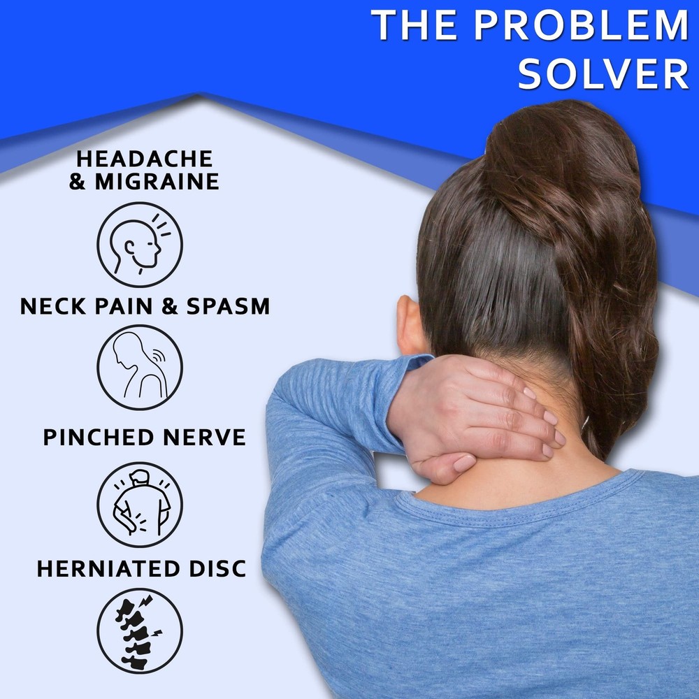 Inflatable Cervical Neck Traction Device Plus Hot or Cold Neck Therapy Wrap t...