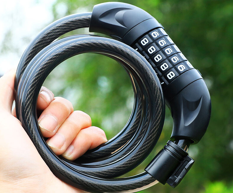 5-Digit Combination Password Bike Lock Cable Chain Lock with Bracket 40" cable