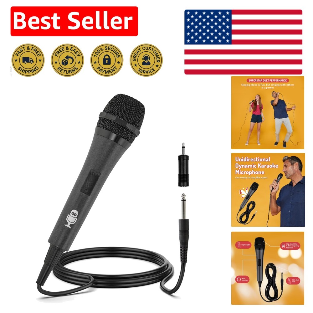 Plug-in Wired Microphone for Karaoke Machines - Unidirectional & Lightweight