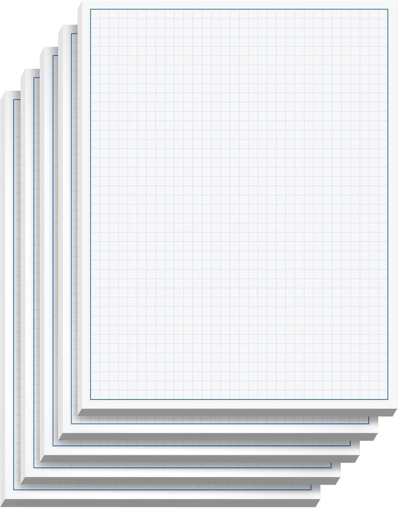 Professional Graph Paper Pad 8.5x11 - 50 Sheets 5-Pack
