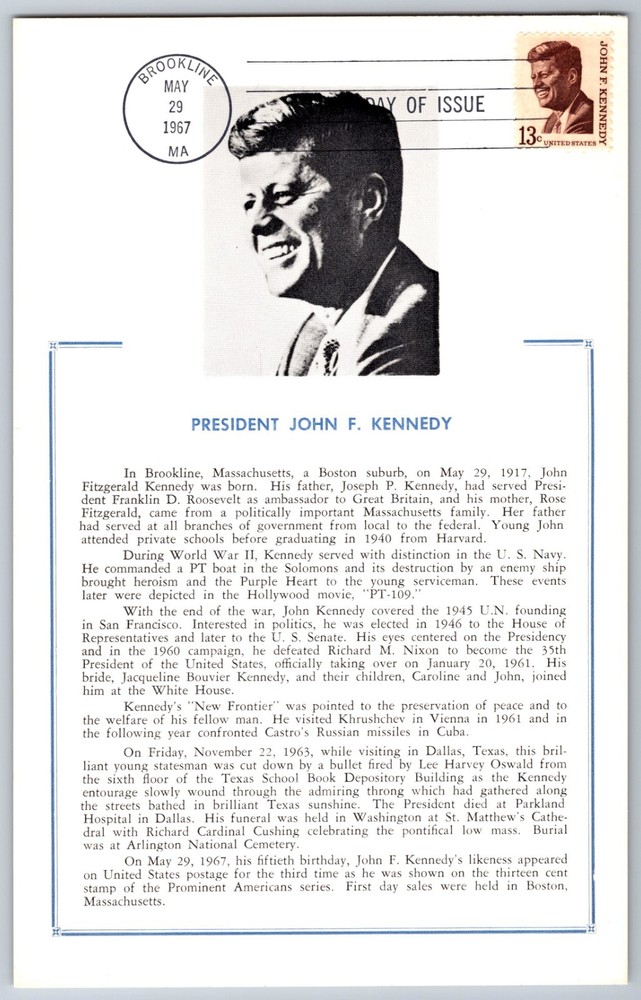 #1287 JFK FDC Maxi Card - Note Shipping