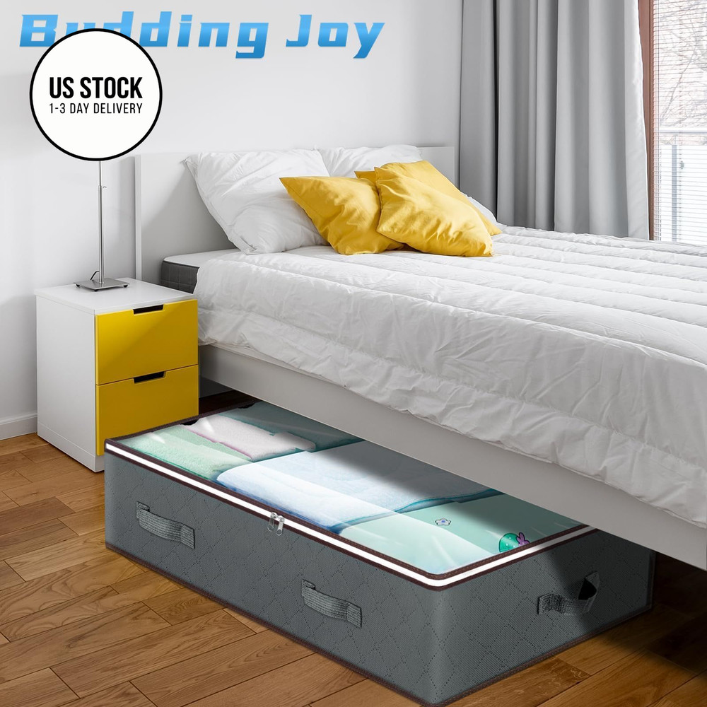 Budding Joy 60L Under Bed Storage Containers, Bins 4 Pack, Grey