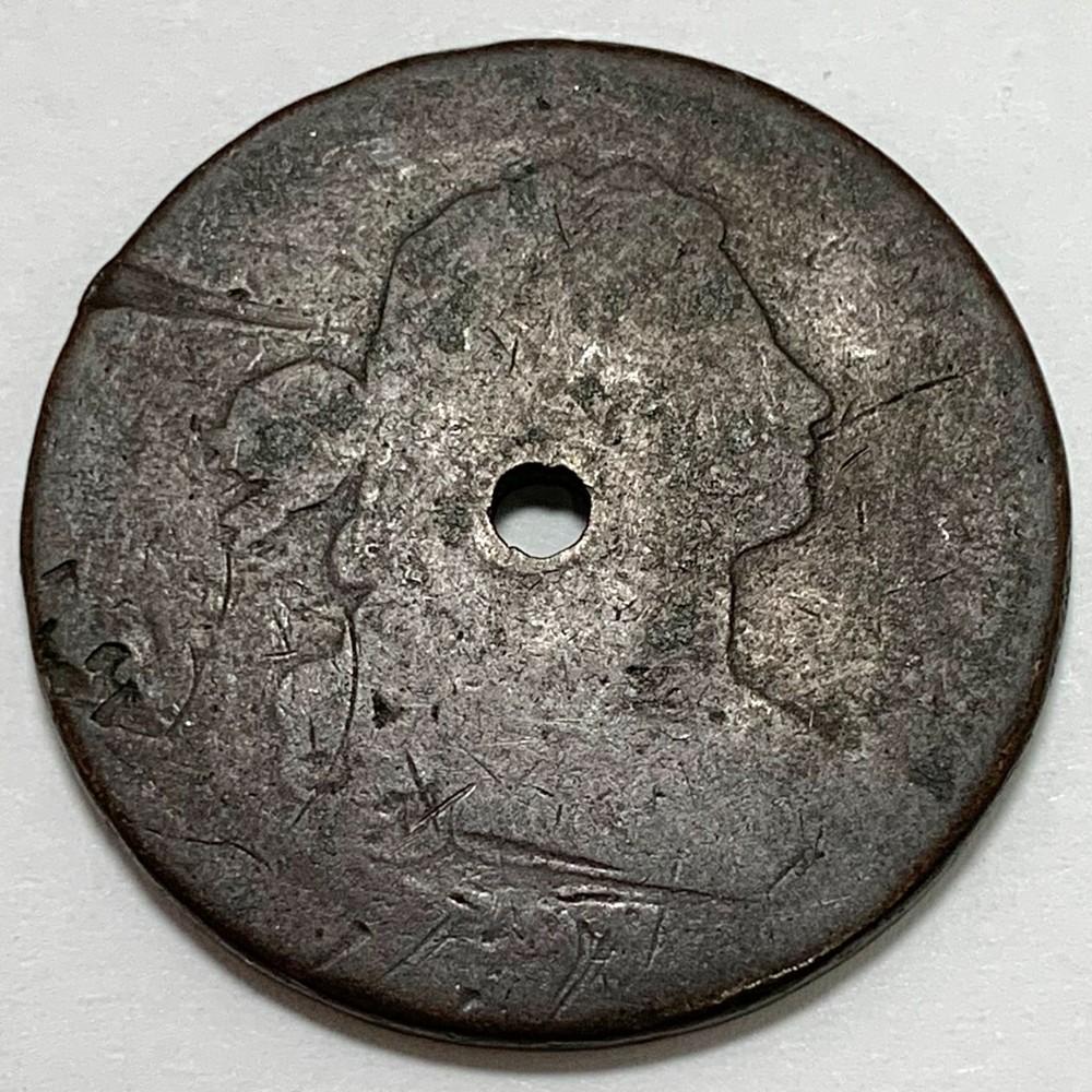 1798 1C Draped Bust Large Cent: Holed