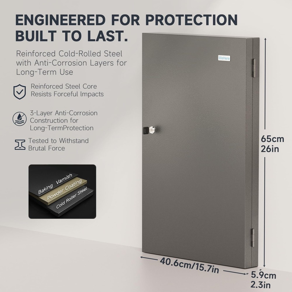 Didihere 96 Key Lock Wall Mounted Key Cabinet Key Management System Magnetic