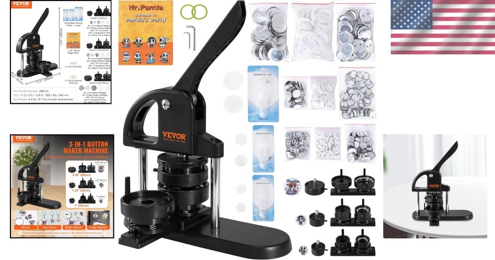 DIY Button Maker Machine - 300 Parts, User-Friendly Design & Panda Magic Book