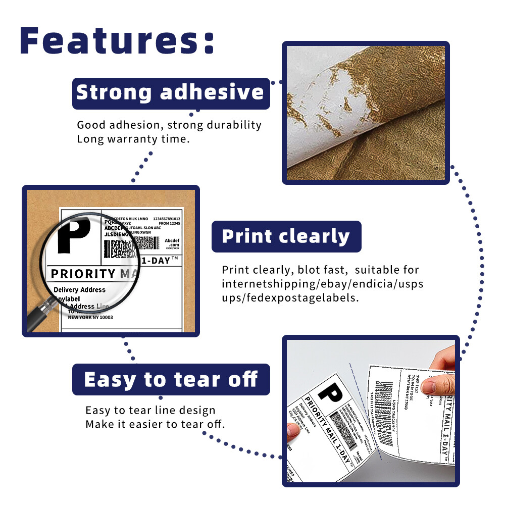 4"x6" Direct Thermal Shipping Labels for Zebra&Rollo Printers Fanfold and Rolls