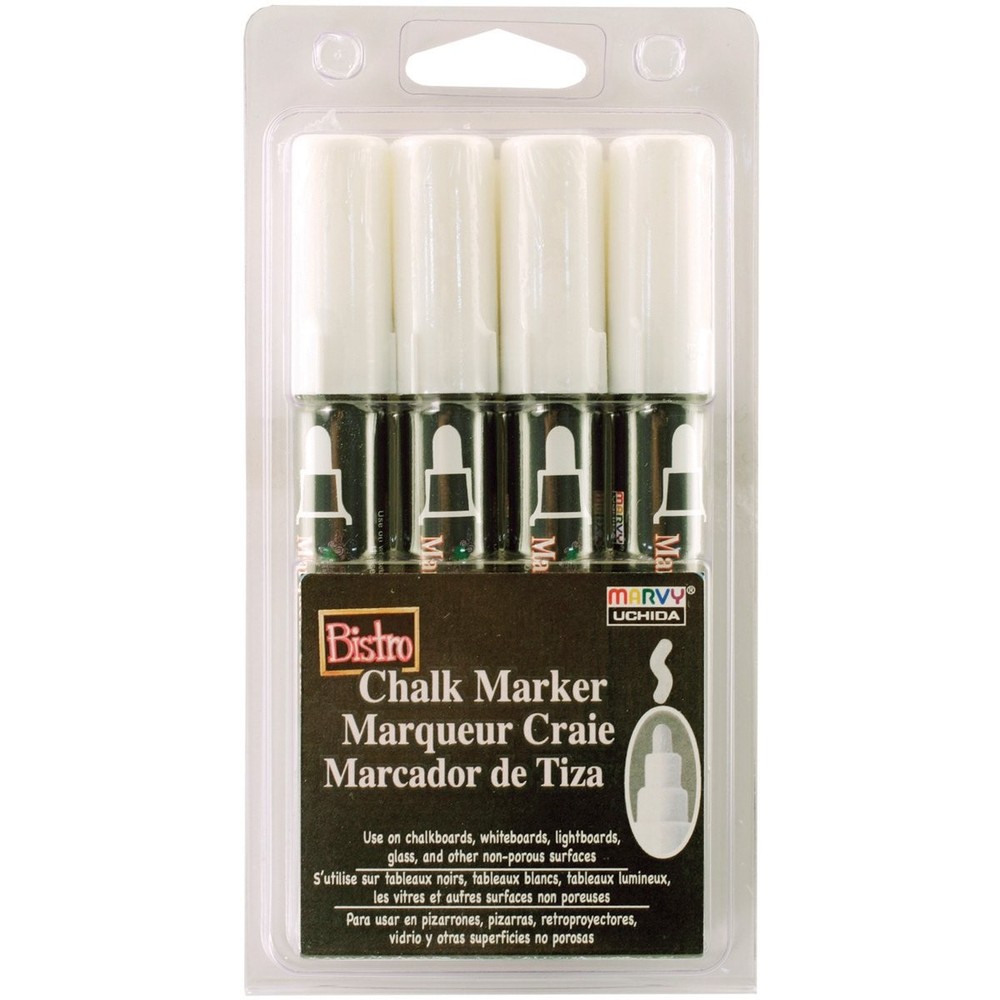 UCHIDA 4 White Broad Tip Bistro Chalk Marker 1,