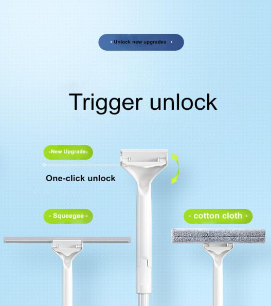 9.8 Inch Extended Squeegee Window Cleaner, 43-56 Inch Adjustable, Replaceable Mi