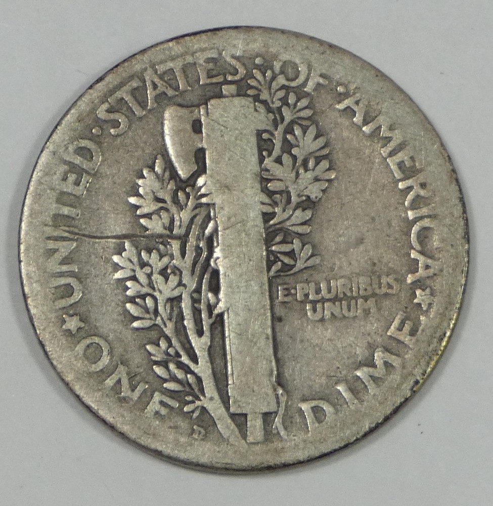 1921-D Mercury Dime FINE Silver 10c ~ reverse scratch