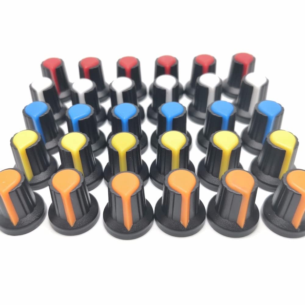 ThtRht 30 Pack Potentiometer Knob 6mm Switch Cap Kit Wh148 Shaft polychrome
