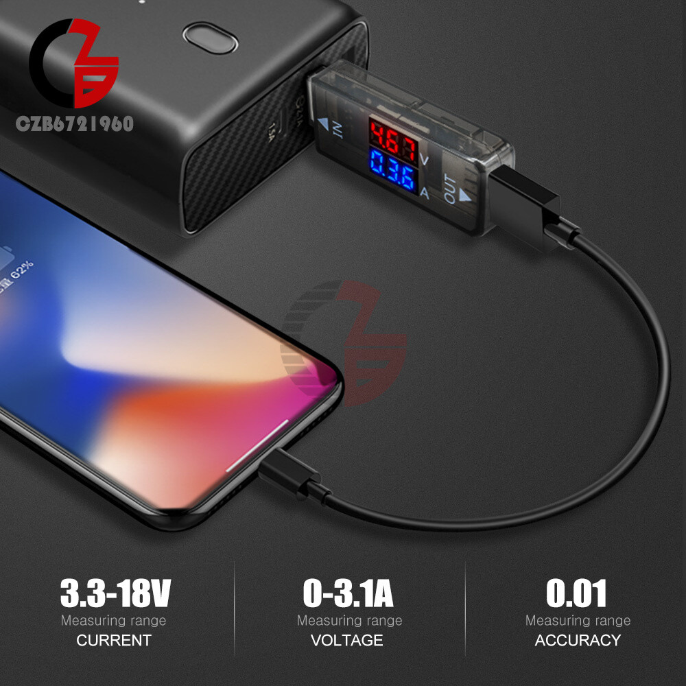 Digital Dual LED Display Tester 5V USB Current Voltage Voltmeter Power Detector