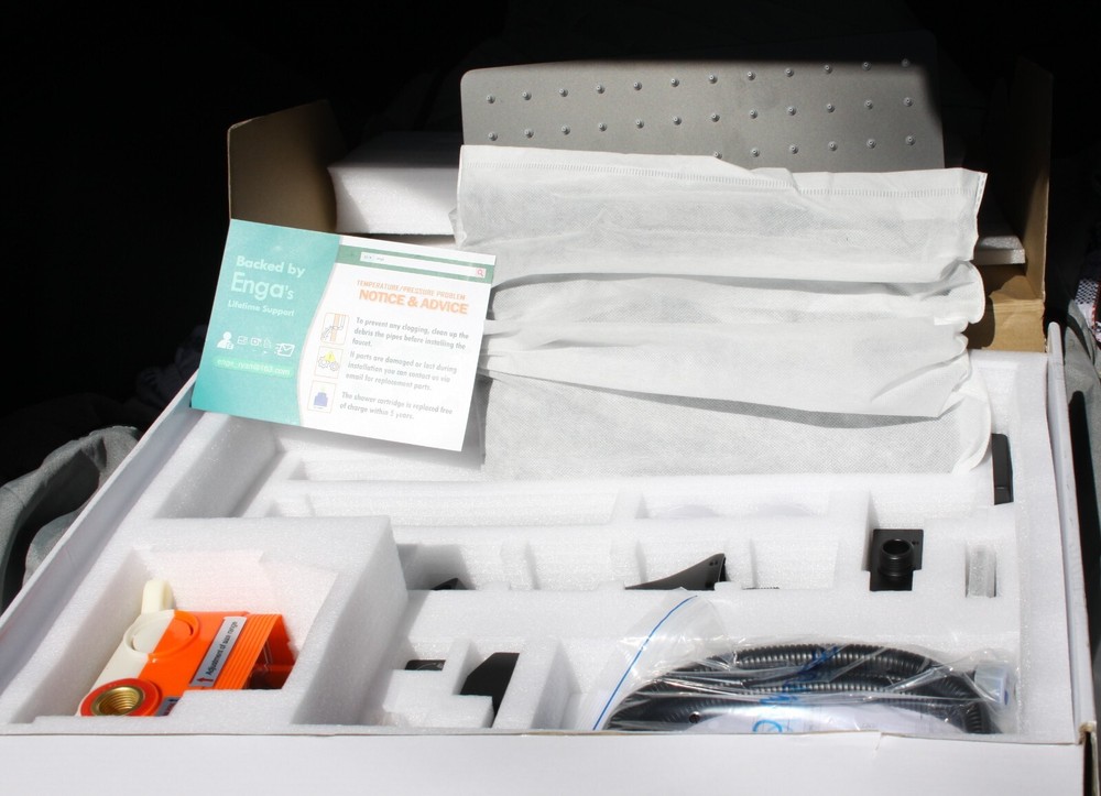 black Rain Shower System, Enga 12 inch Rainfall head, with valve