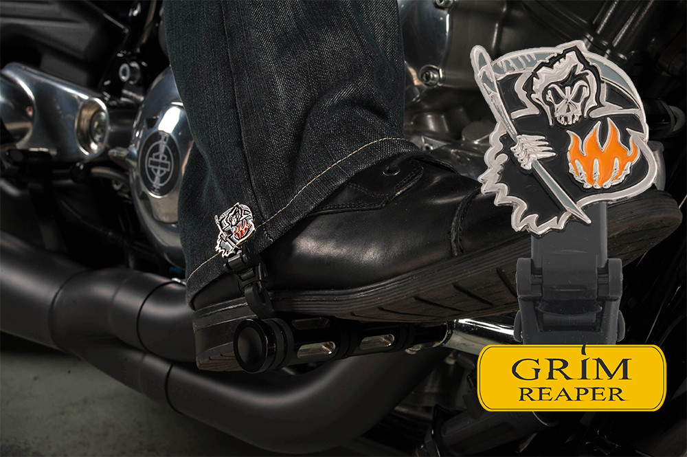4" Grim Reaper Biker Boot Stirrups