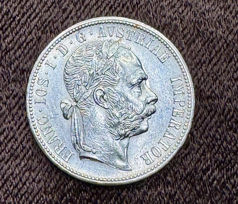 1876 AUSTRIA FLORIN SILVER COIN UNC