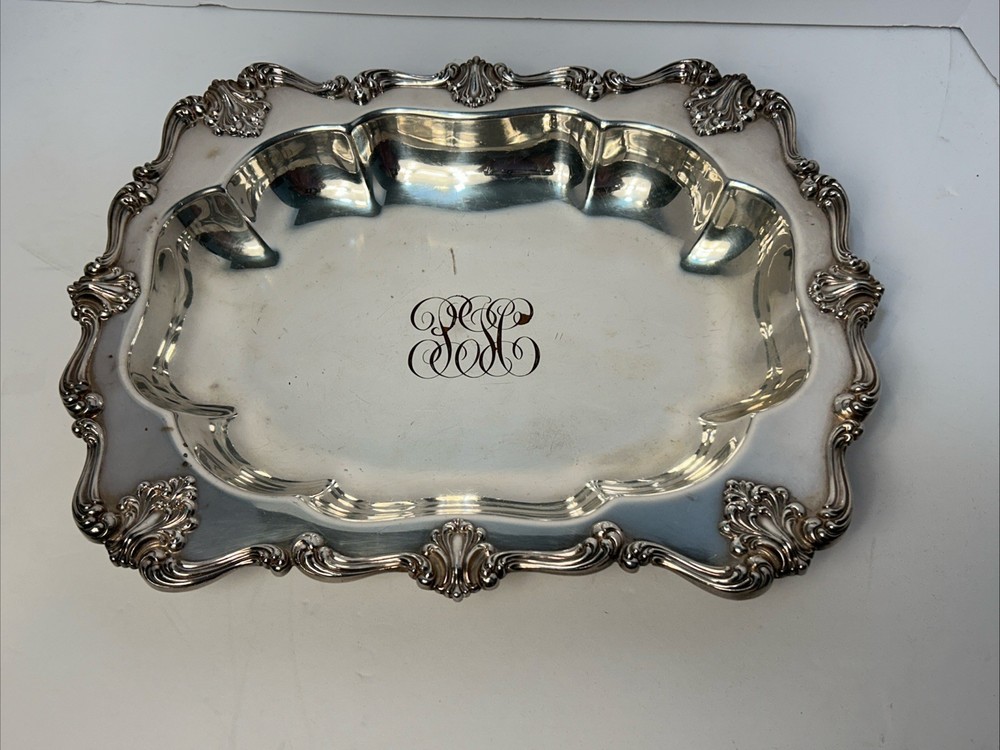 Electroplated Silver on Copper Rectangular Serving Tray Rococo Revival W&SB