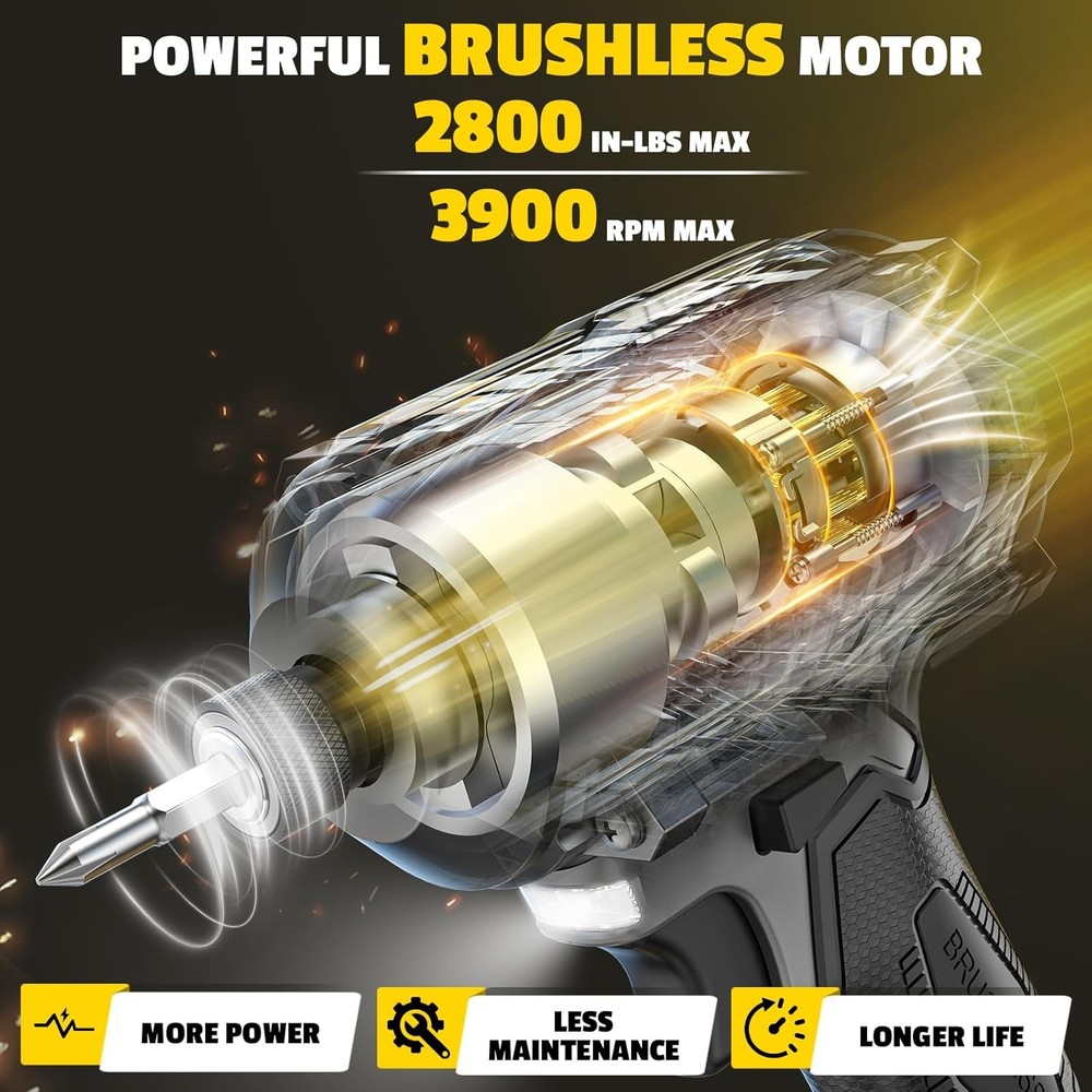 Cordless Impact Driver 1/4" Compatible with Dewalt 20V Battery (Bare Tool), 2800