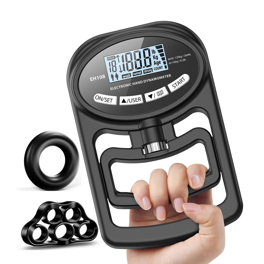 Hand Grip Strength Tester Trainer - Electronic Hand Dynamometer Forearm Grip ...