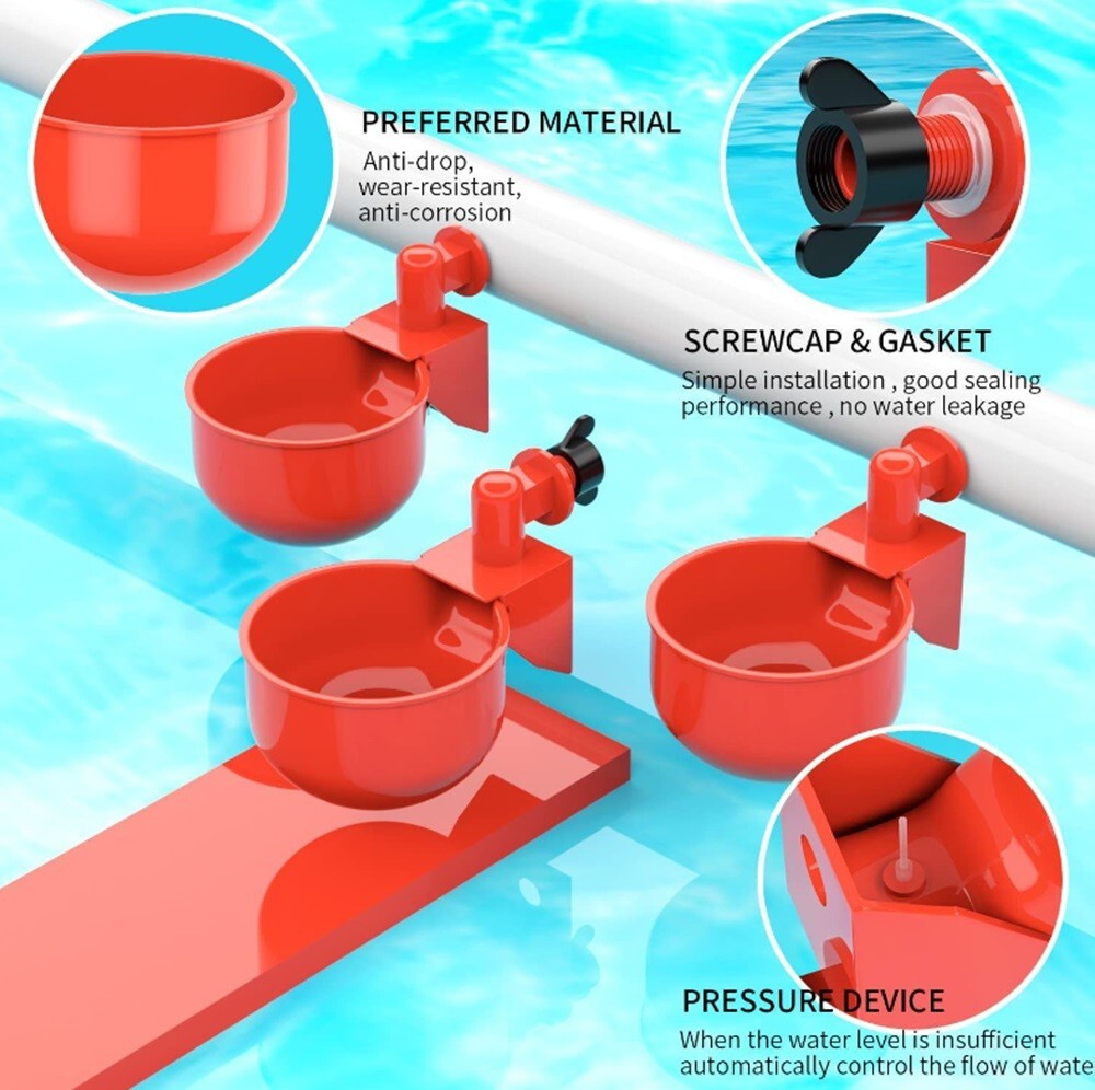 6 Ps Automatic Poultry Drinking Cups - Chicken Water Feeder Waterer Cups for Hem