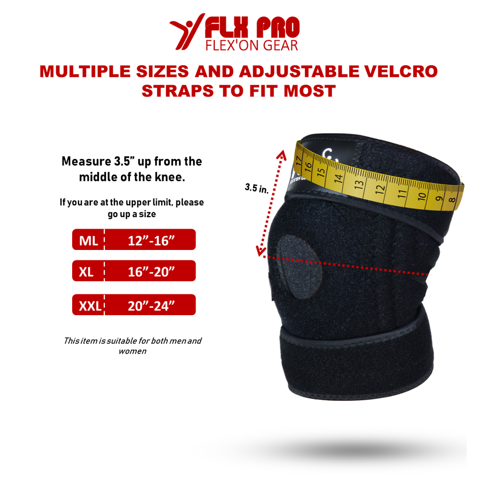 Knee Brace Adjustable Compression Straps Patella Support Sleeve Plus Size