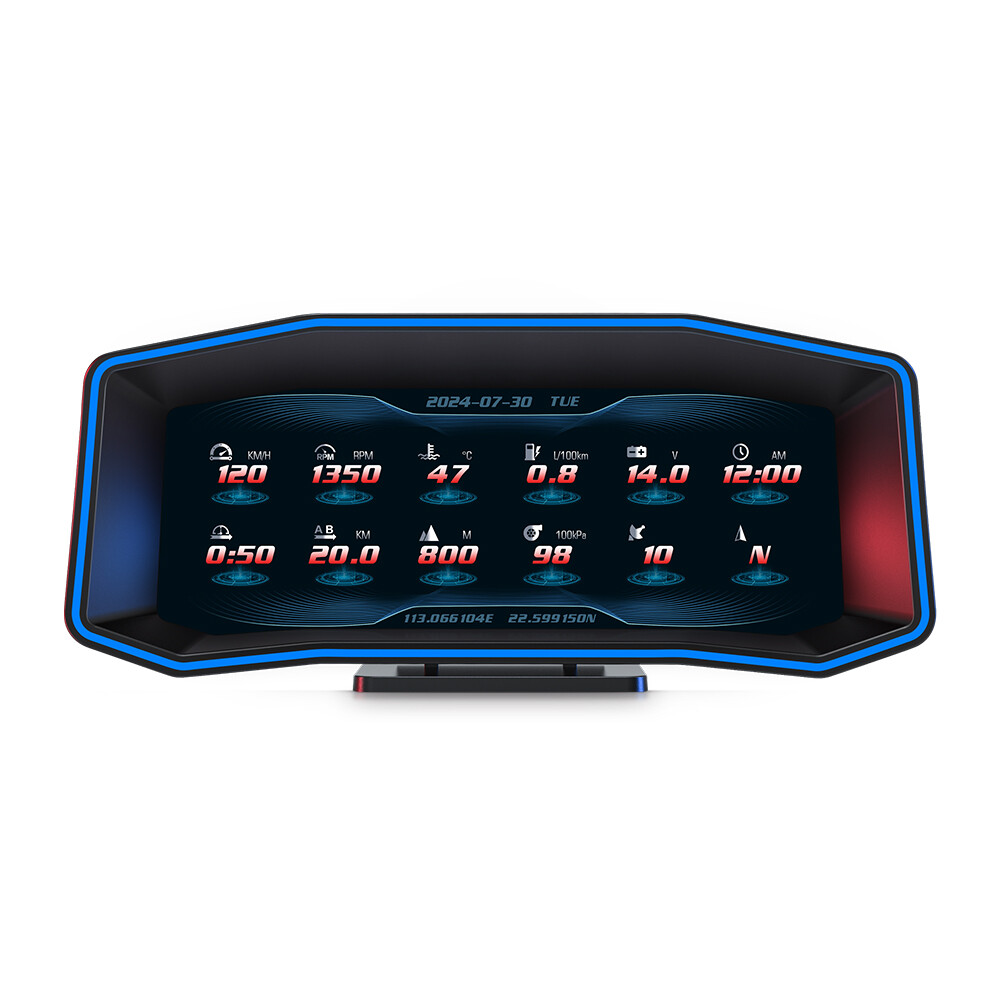 P4 Car LCD Head Up Display OBD2 GPS Dual System Projector Speedometer Tachometer