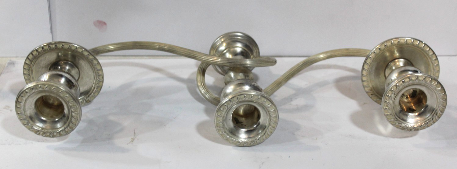 Pair Sterling Silver Preisner Candelabra Georgian 3 Arm Candlesticks 16" #743