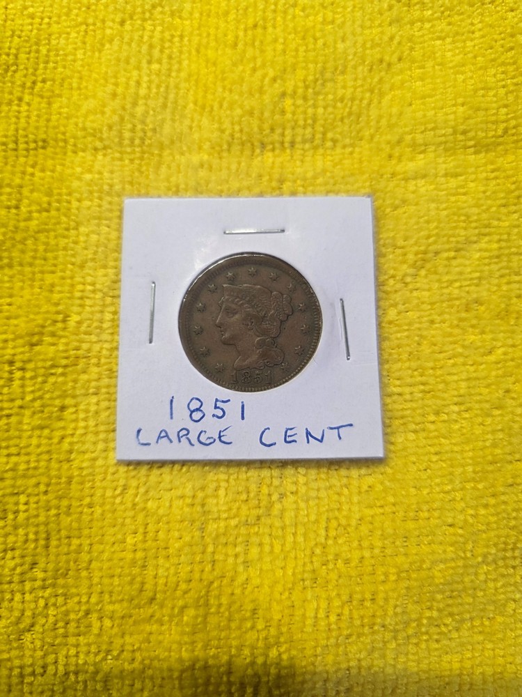 1851 LARGE CENT BRAIDED HAIR EXCELLENT SHARP CLEAR DETAILS