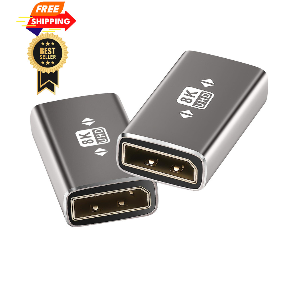 8K DisplayPort (DP) Coupler Adapter 2 Pack, Straight DP (Female) to