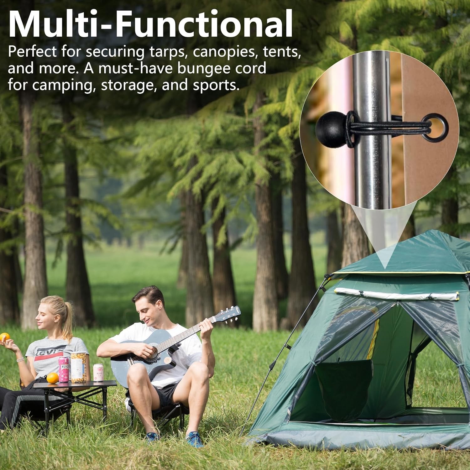 4" Inch Black Ball Bungee Bungie Cord Canopy Tarp Tie Downs Straps New Lot x2000