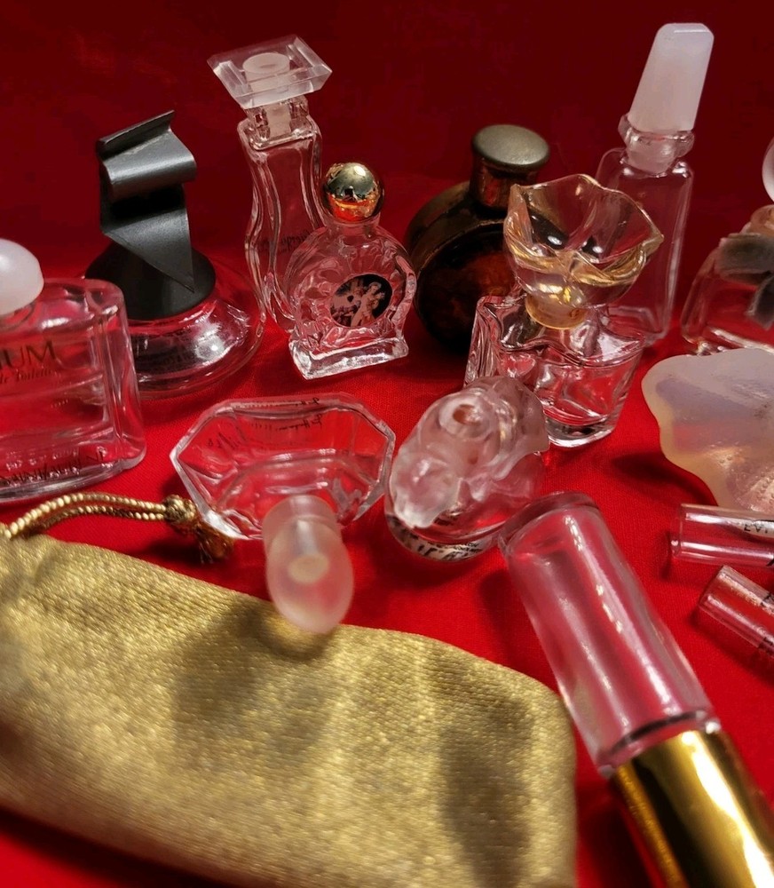 Large Lot 17 Empty Miniature Perfume Bottles and 10 Empty Sample Tubes