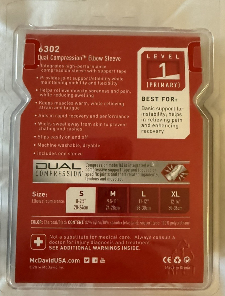 McDavid Dual Compression Level 1 Elbow Sleeve 6302 Small
